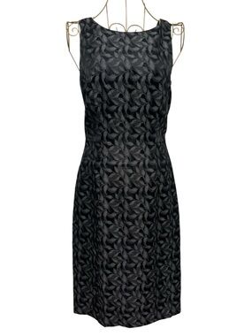 bebe Moda Vintage 90s Y2K Black Sleeveless Leaf-Textured Midi Dress Size Medium